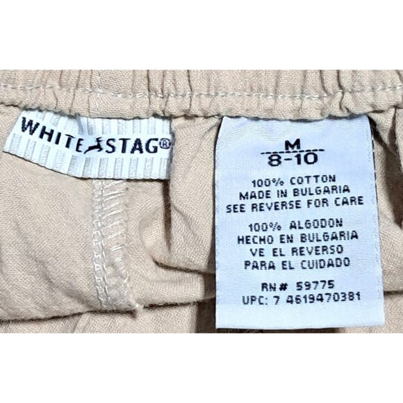 White Stag Womens Beige Casual Shorts Size M Cotton Drawstring Waist Pockets Rel - Picture 3 of 12